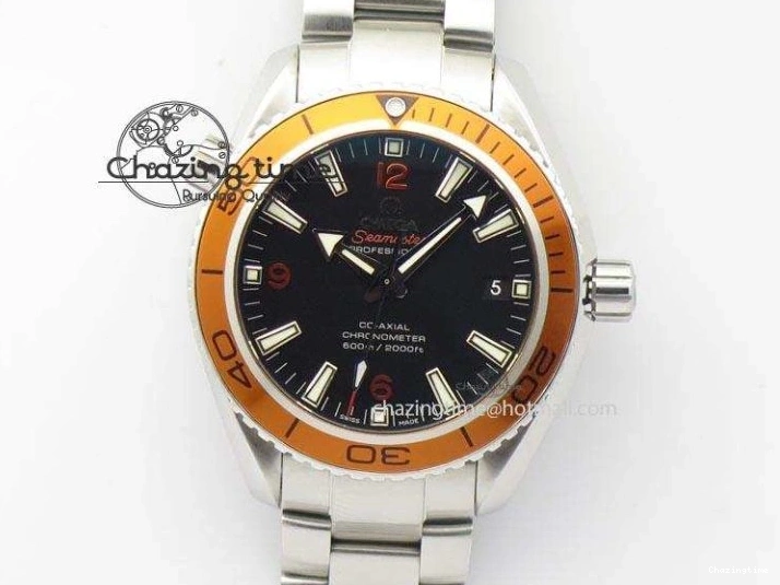 0127 Planet Ocean SS Bp Maker 45mm Orange Bezel On SS Bracelet A DailyWear 8216